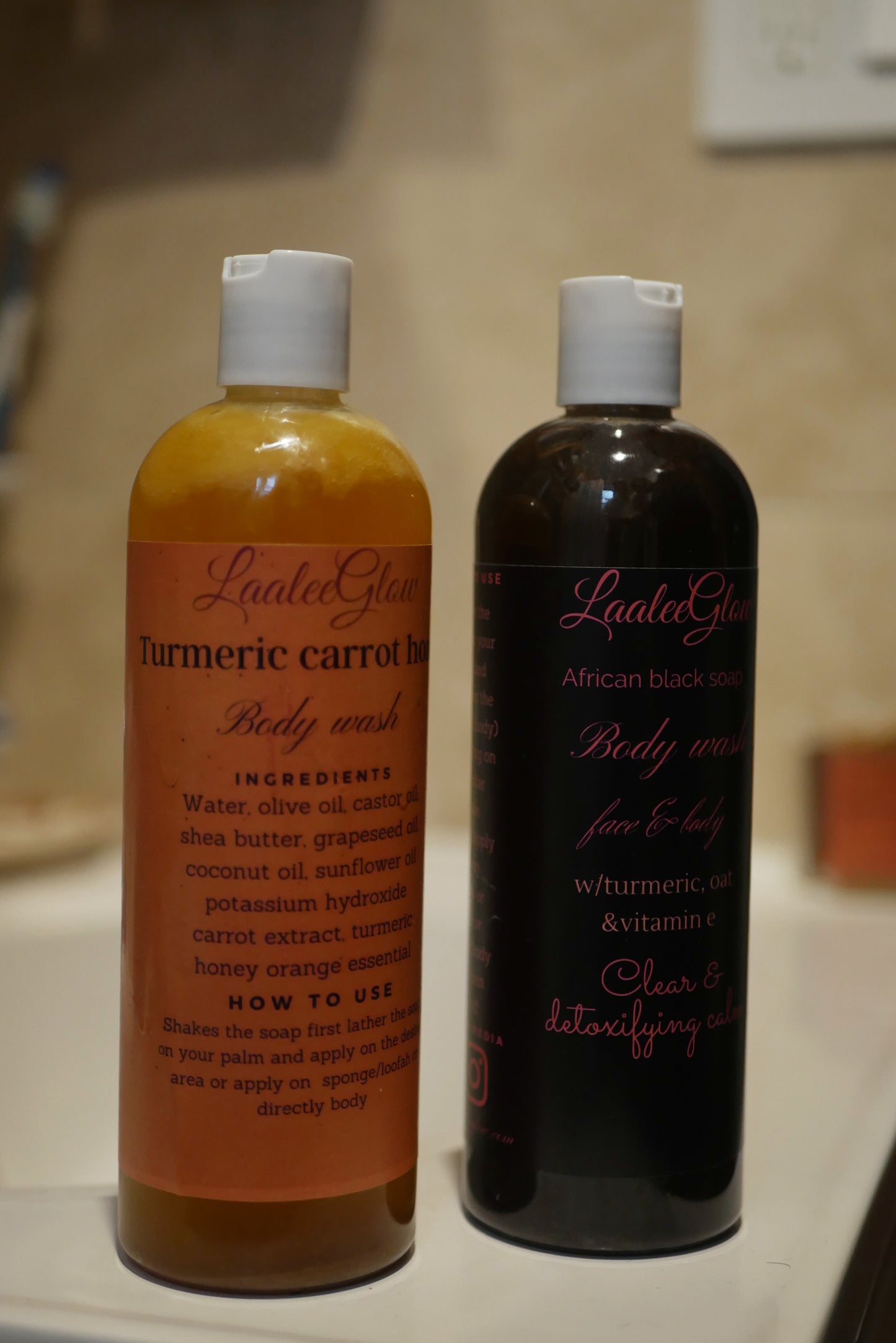 Turmeric Liquid Body wash /botanicals wash acne dark spots blemish brightening - Laaleeglow 