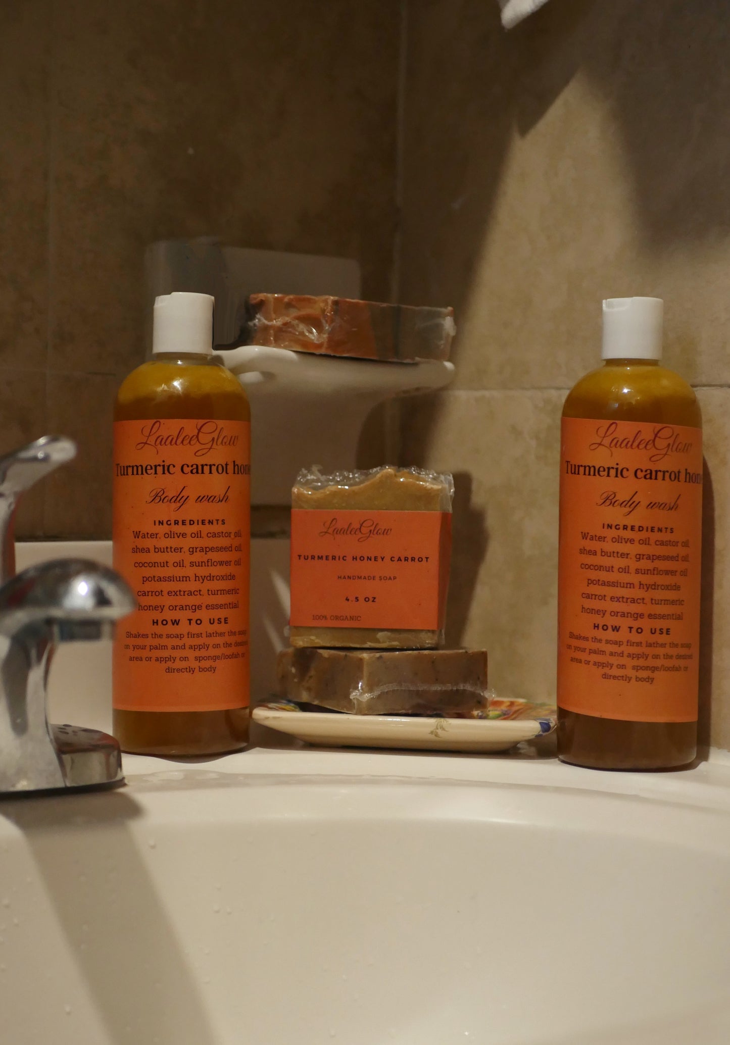 Turmeric Liquid Body wash /botanicals wash acne dark spots blemish brightening - Laaleeglow 