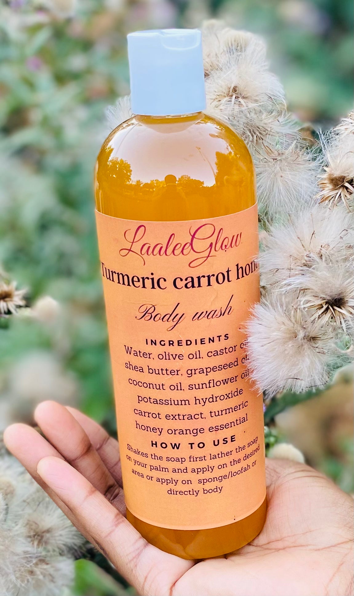 Turmeric Liquid Body wash /botanicals wash acne dark spots blemish brightening - Laaleeglow 
