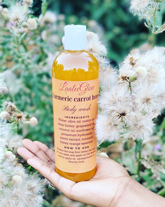 Turmeric Liquid Body wash /botanicals wash acne dark spots blemish brightening - Laaleeglow 